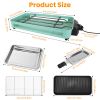 1500W Electric Indoor Grill 2 in 1 Electric BBQ Gill with Grill Net Removable Plate 5 Temperature Control 3 Small Trays Dishwasher Safe