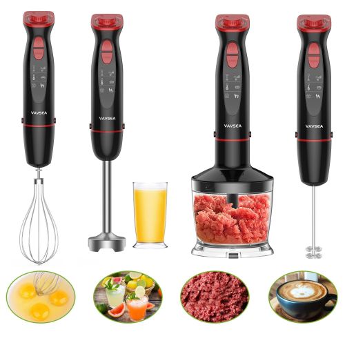 Vavsea Immersion Hand Blender, 12-Speed Multi-Function Handheld Stick Blender with Stainless Steel Blades, Chopper, Beaker, 600 Vavsea Immersion Hand Blender, 12-Speed Multi-Function Handheld Stick Blender with Stainless Steel Blades, Chopper, Beaker, 600