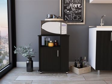 Kit Lower Microwave Cabinet; Single Door; Three Side Shelves-Black