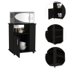 Kit Lower Microwave Cabinet; Single Door; Three Side Shelves-Black