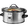 VEVOR Slow Cooker, 6QT 240W Electric Slow Cooker Pot with 3-Level Heat Settings, Digital Slow Cookers with 20 Hours Max Timer, Locking Lid