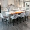 Contemporary Velvet Upholstered Wing-Back Barstools with Button Tufted Decoration and Wooden Legs, and Chrome Nailhead Trim, Leisure Style Bar Chairs