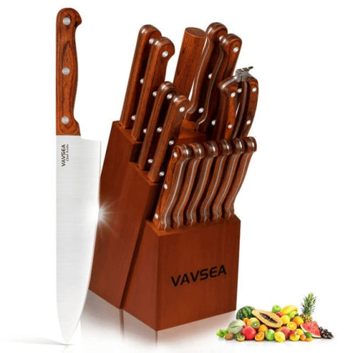 VAVSEA Knife Block Set, 16 Pieces Kitchen Knife Set with Block, Stainless Steel Knife Set for Best Gift, Home VAVSEA Knife Block Set, 16 Pieces Kitchen Knife Set with Block, Stainless Steel Knife Set for Best Gift, Home