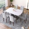 Dining Table Set for 6, 7 Piece Kitchen Table Chairs Set, 1.8" Thickness Tabletop and V-shaped Table Legs