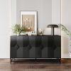 Accent Black Lacquered 4 Door Wooden Cabinet Sideboard Buffet Server Cabinet Storage Cabinet, for Living Room, Entryway, Hallway, Office