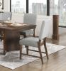 Walnut Finish Modern Dining Set 7pc Table with Self-Storing Extension Leaf and 6 Chairs Upholstered Wooden Furniture