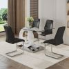 1 table and 4 chairs set.63"x35.4 Rectangular Transprant Tempered glass Dining Tabletop with White MDF OC shaped bracket.Paried with 4 Black high-qual