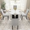 5-Piece Round Dining Table set, 43-Inch Modern Dining Table and 4 Upholstered Chairs for Dining Room, Kitchen Room, Living Room, Easy Assembly