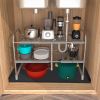 Silicone Under Sink Mat for Cabinet 34x22" Sink Cabinet Protector Mat Kitchen Bathroom Cabinet Liner with Drain Hole Hold Up to 3 Callons Liquid