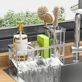Kitchen Sink Caddy,Rustproof 304 Stainless Kitchen Gadgets Sink Accessories (Color: silver)
