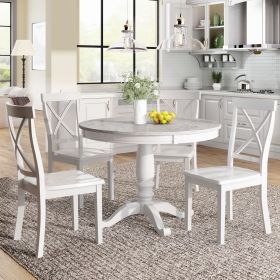 Orisfur. 5 Pieces Dining Table and Chairs Set for 4 Persons, Kitchen Room Solid Wood Table with 4 Chairs (Color: pic)