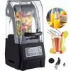 VEVOR 110V Commercial Smoothie Blenders, 1.5L/50.7oz 1500W Countertop Silent Blender w/ 3-Side Silica Gel Sound Shield
