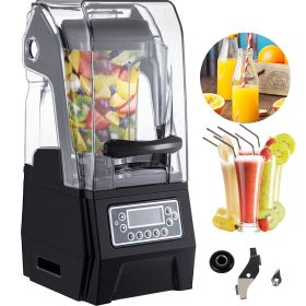 VEVOR 110V Commercial Smoothie Blenders, 1.5L/50.7oz 1500W Countertop Silent Blender w/ 3-Side Silica Gel Sound Shield (Color: White)