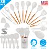 35Pcs Kitchen Cooking Utensils Set Spatula Set Baking Utensil Set Kitchen Accessories Necessities with Holder Egg Whisk Separator Tong Turner Spoons C