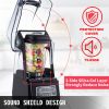 VEVOR 110V Commercial Smoothie Blenders, 1.5L/50.7oz 1500W Countertop Silent Blender w/ 3-Side Silica Gel Sound Shield